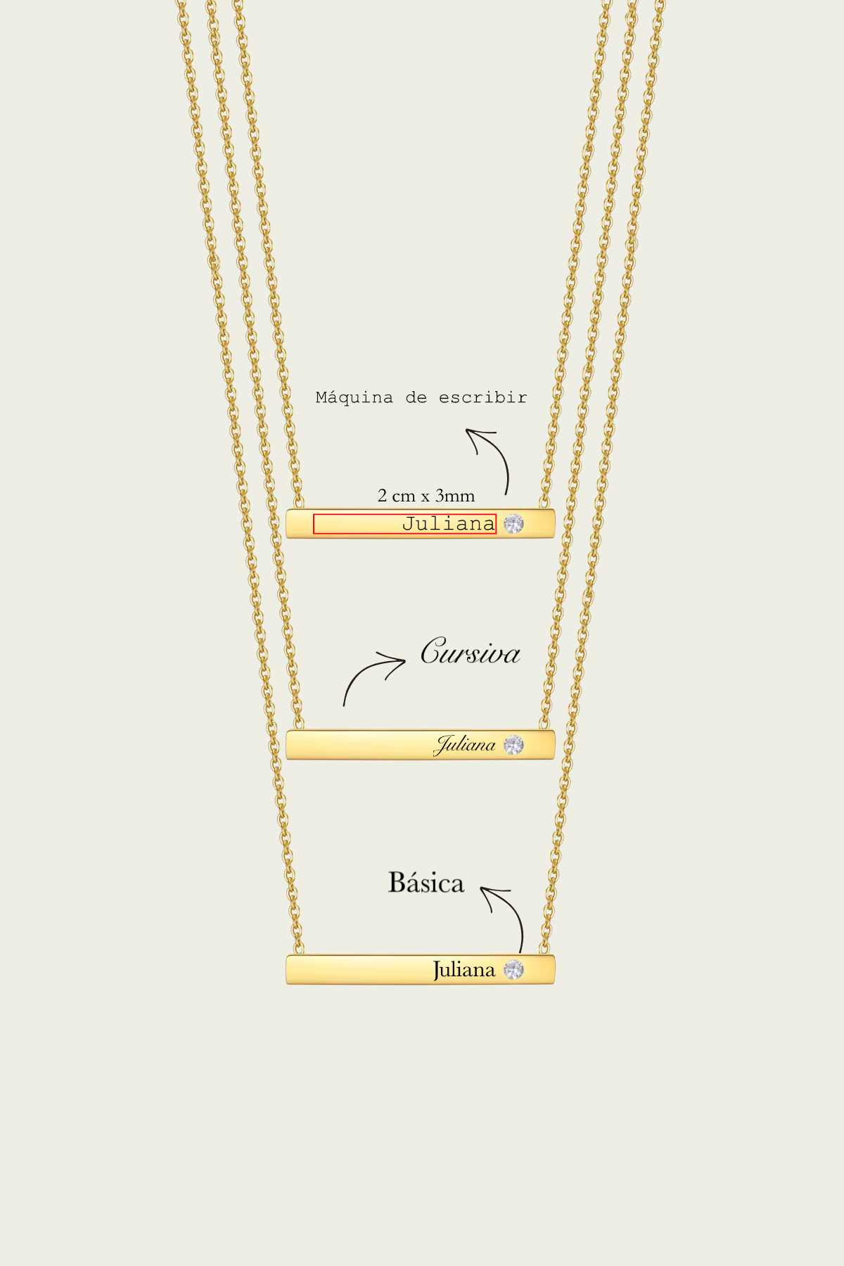 Bar Tag Necklace – Engraved (White Zircon)