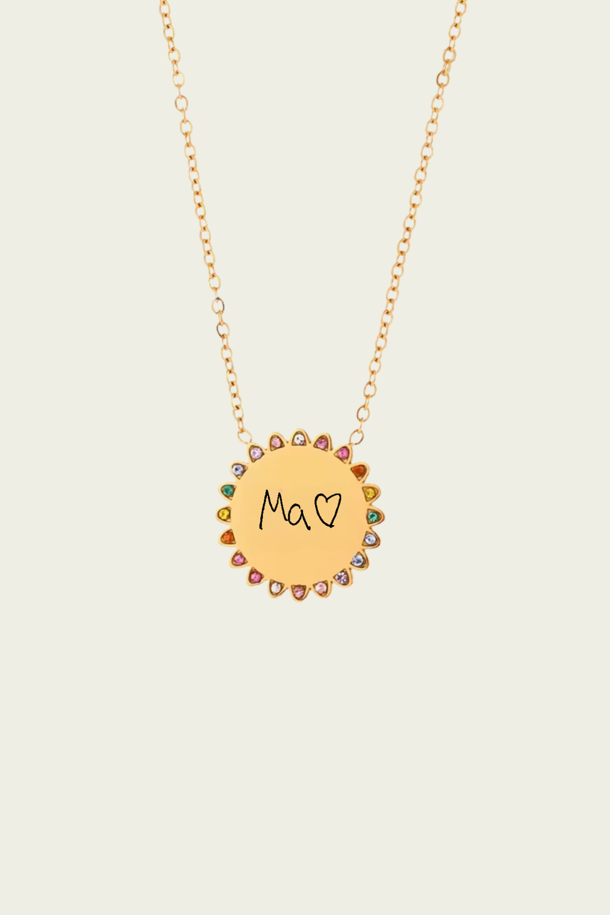 Round Tag Necklace - Handwritten Zircon Edition