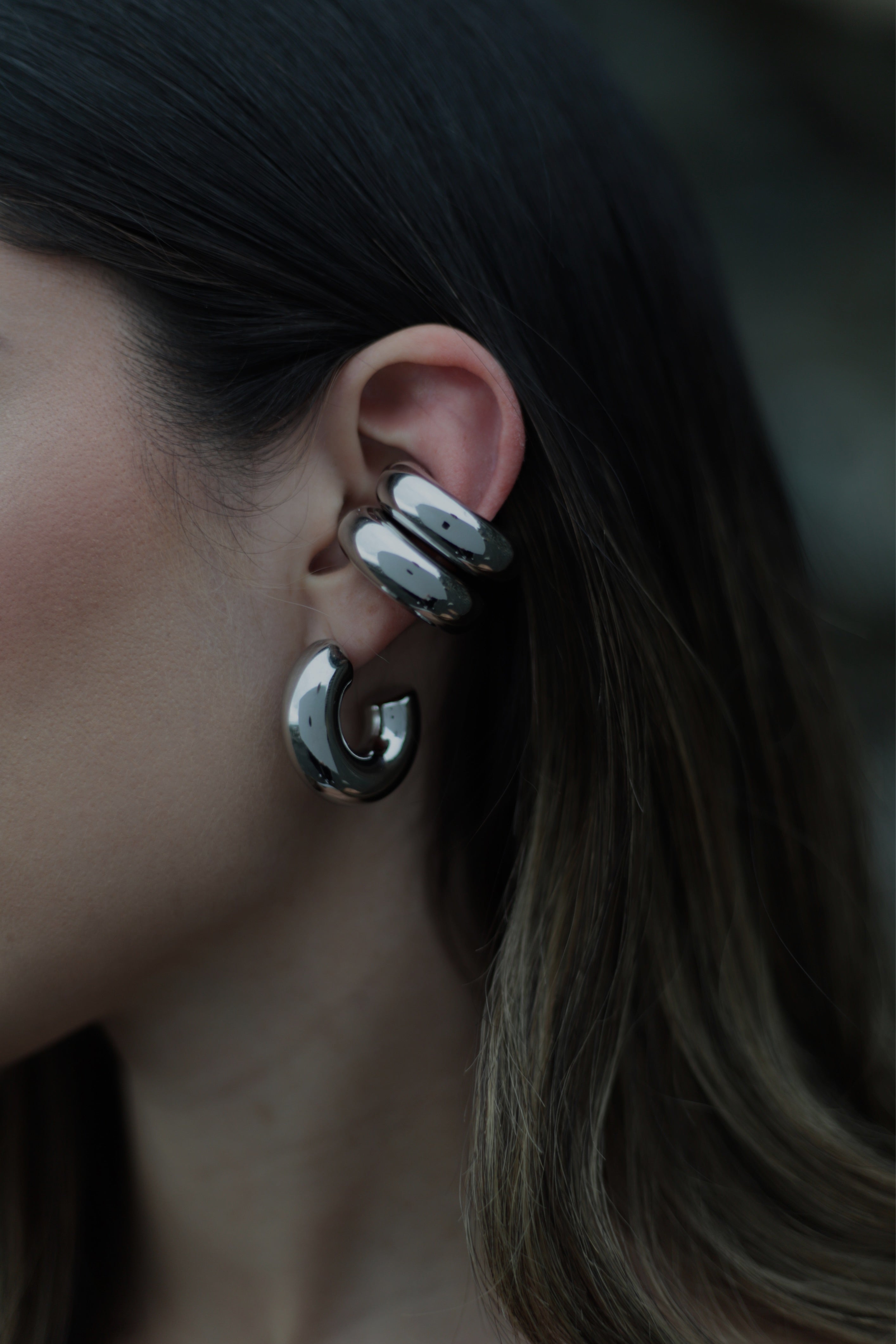 Crescent Moon Earcuff Silver