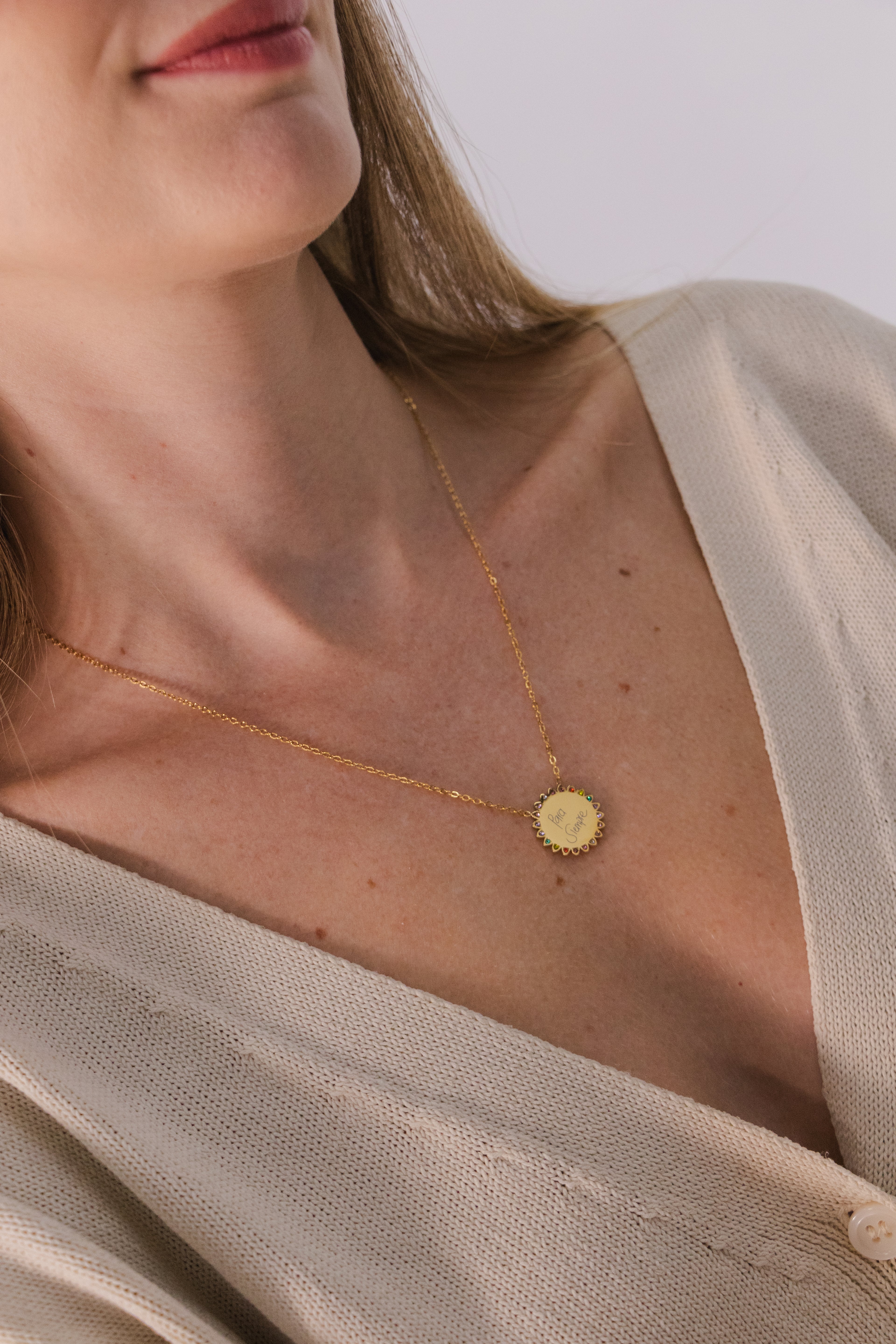 Round Tag Necklace - Handwritten Zircon Edition