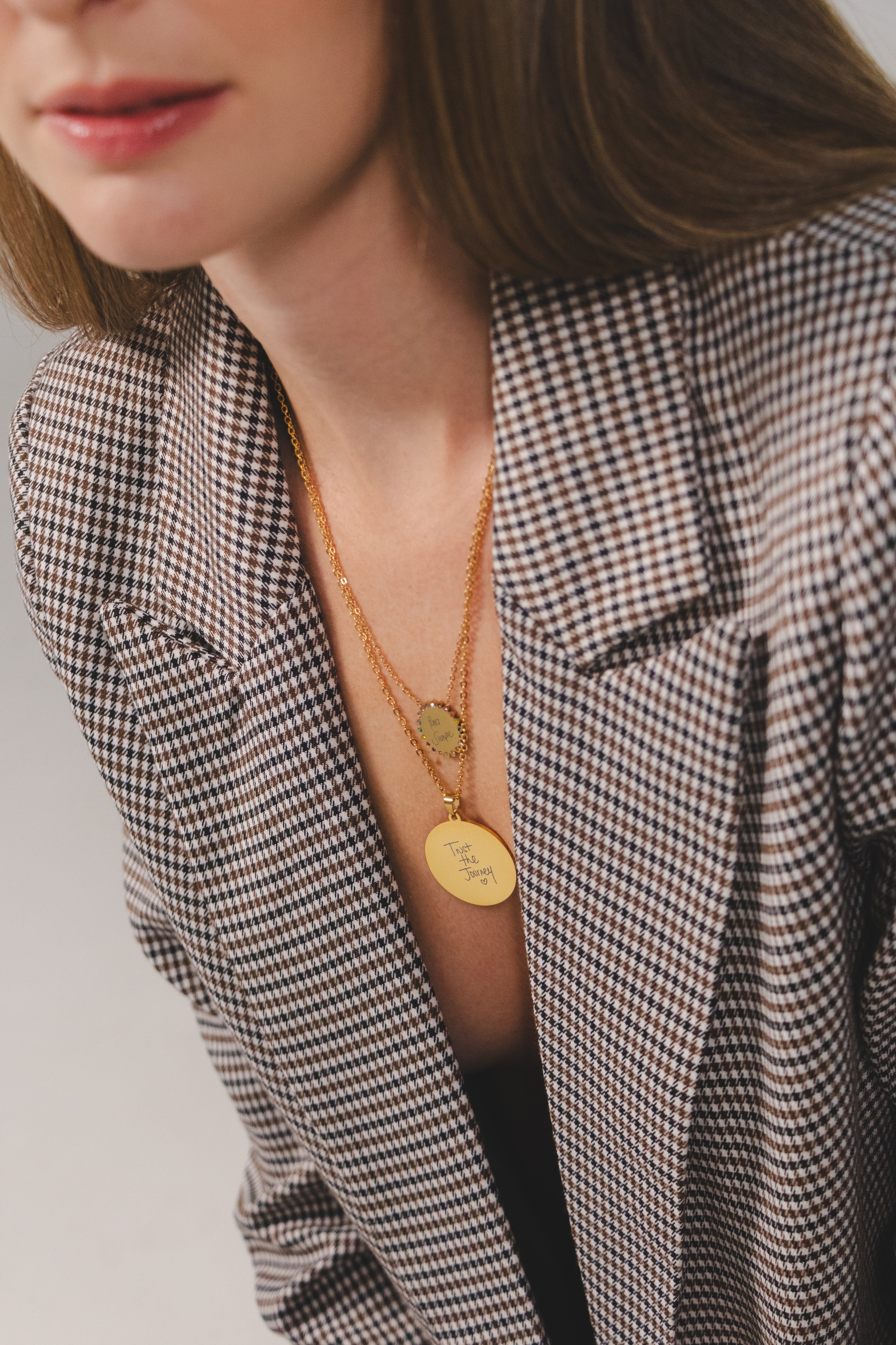 Big Round Tag Necklace - Handwritten Edition