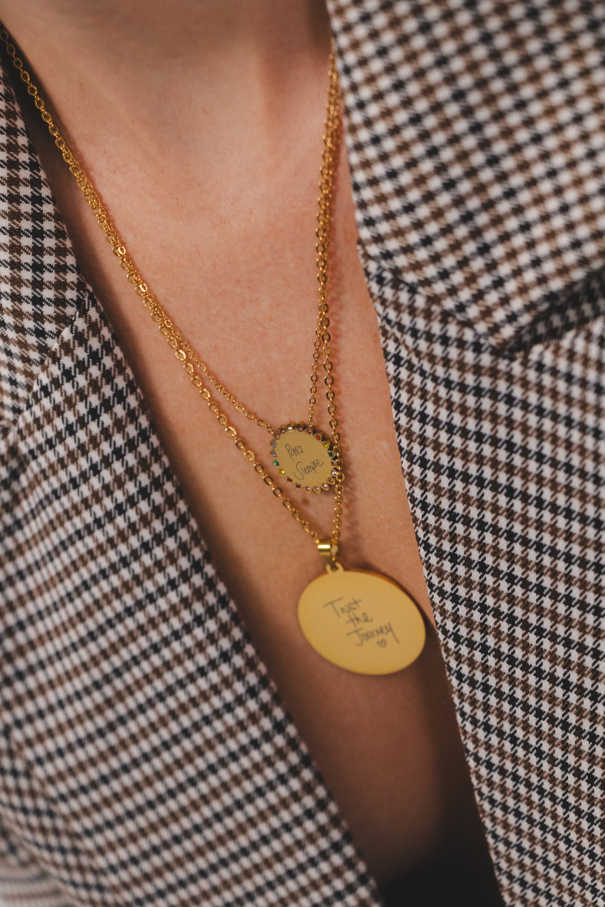 Round Tag Necklace - Handwritten Zircon Edition