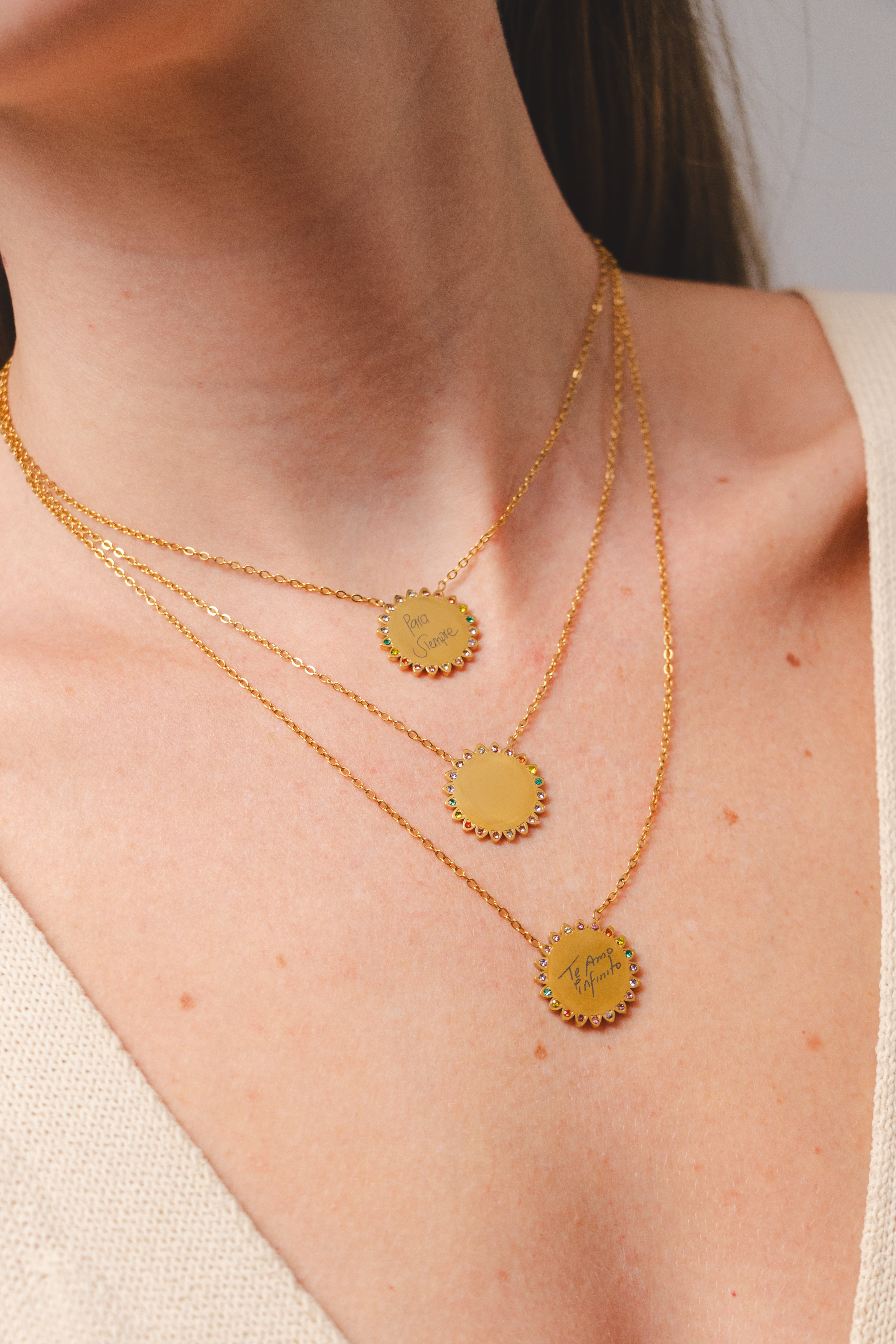 Round Tag Necklace - Handwritten Zircon Edition