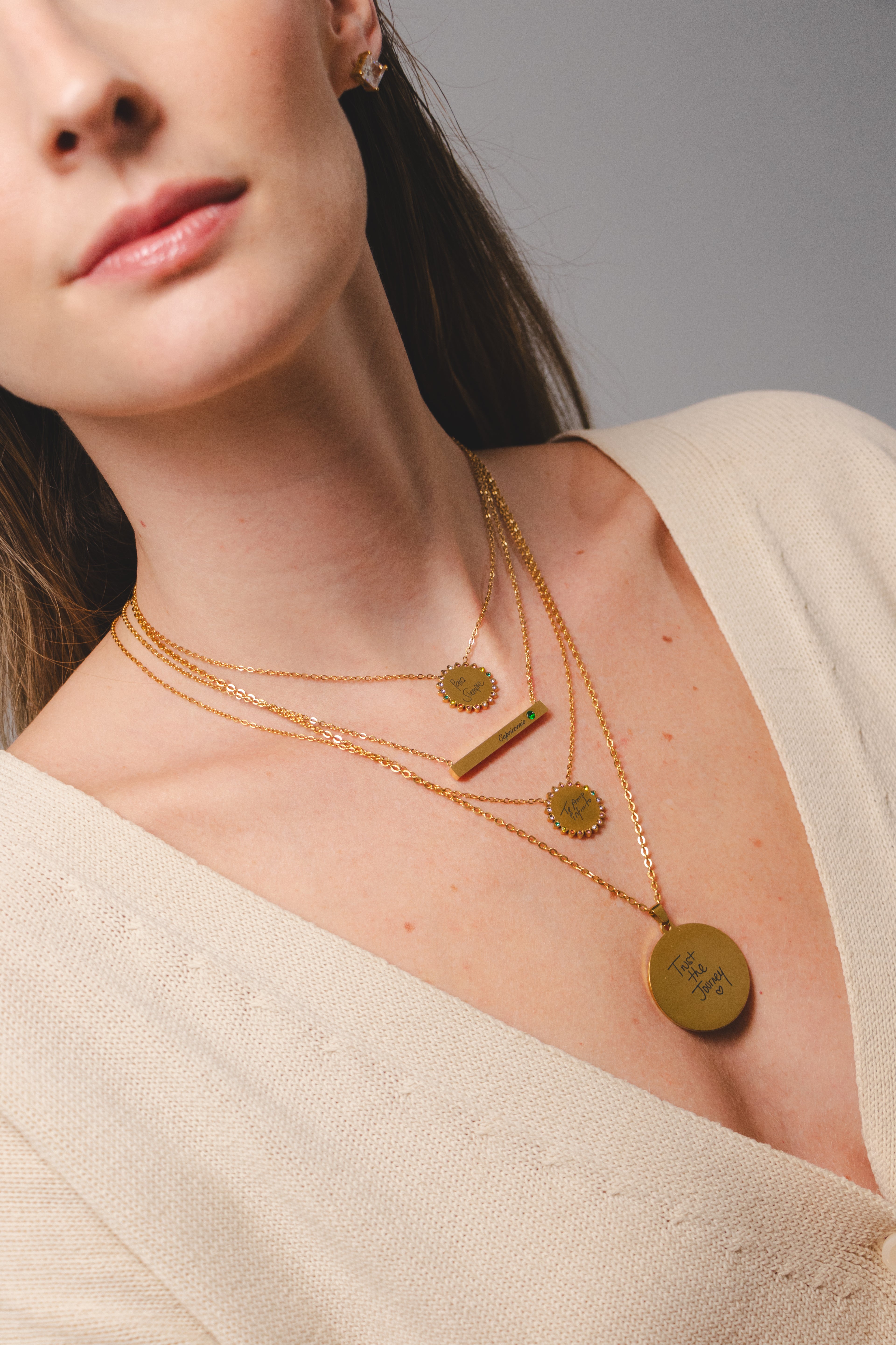 Big Round Tag Necklace - Handwritten Edition